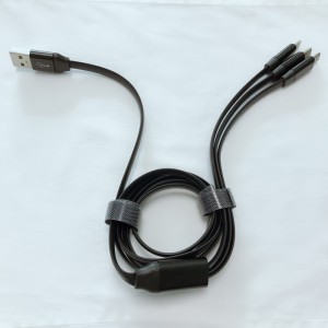 3 IN 1 καλώδιο TPE Φόρτιση επίπεδου περιβλήματος αλουμινίου USB 2.0 Micro έως αστραπές Καλώδιο δεδομένων micro USB τύπου C.