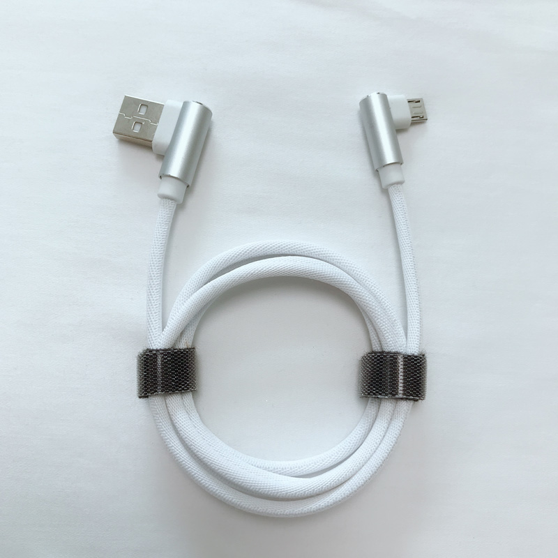 Διπλή δεξιά γωνία Πλέγμα γρήγορης φόρτισης Στρογγυλή θήκη αλουμινίου Καλώδιο δεδομένων USB για micro USB, φορτίο κεραυνό τύπου C και iPhone και συγχρονισμός